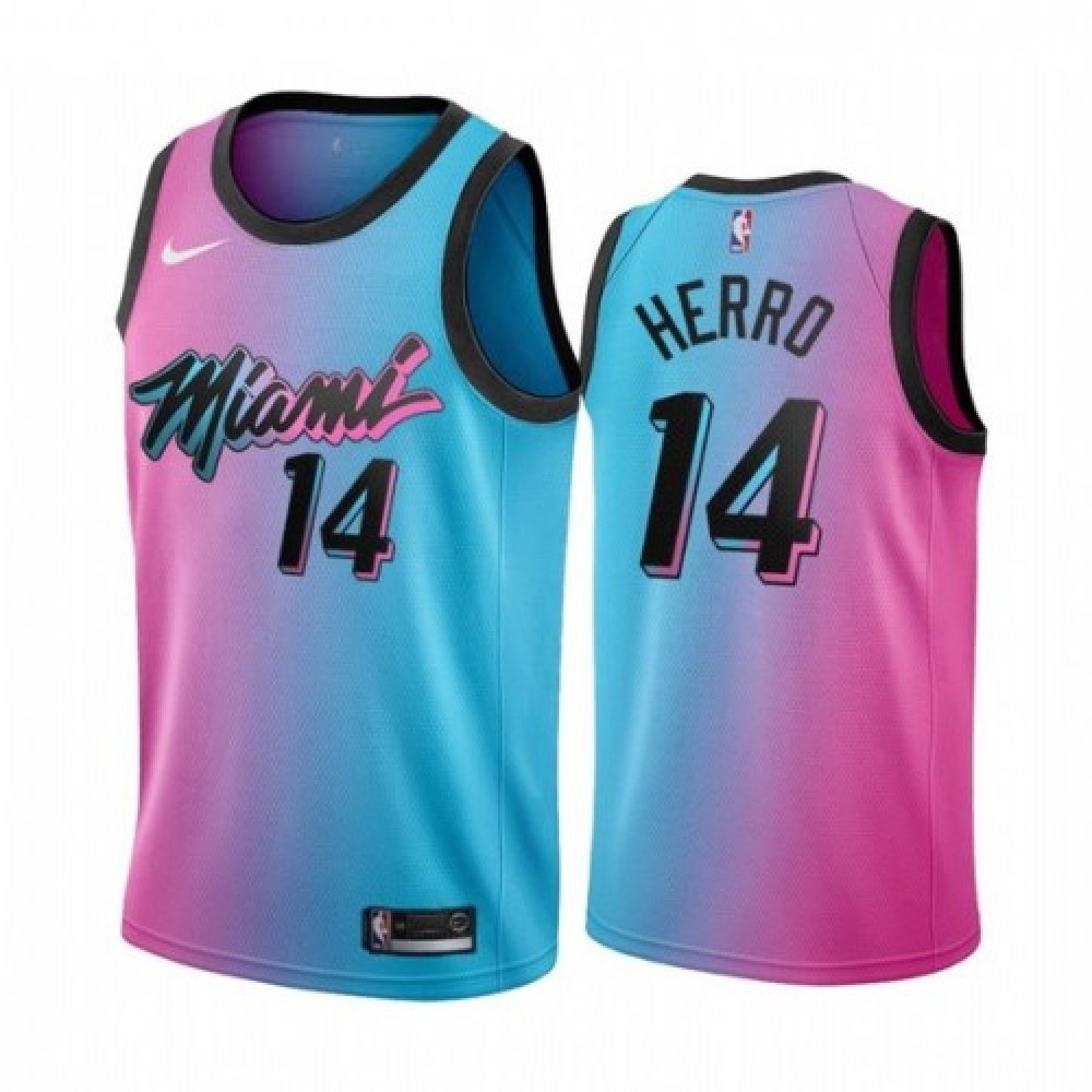 Men's Miami Heat Tyler Herro #14 Blue&Pink 20/21 Swingman Jersey - City Edition-Pro Kit Vault | Brand New 26/27 Sports Jerseys